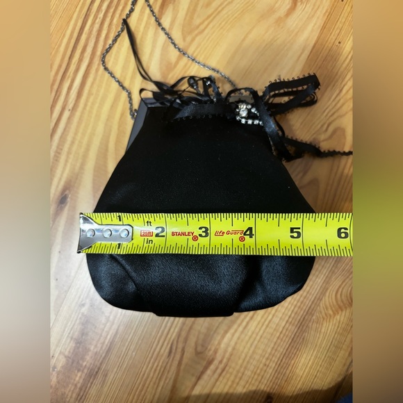 NWT JW Style women’s black satin bow purse 2000s Y2K vintage kisslock prom - Picture 7 of 9